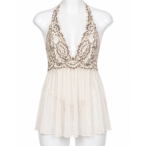 Victoria Secret Sheer Lace Babydoll Lingerie Mesh Flowy Romantic Feminine Large